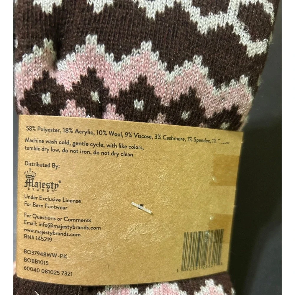 Born Crew Socks Women 4-10 Pink Brown Cashmere Wool Blend 2 Pair Pack NEW Comfy